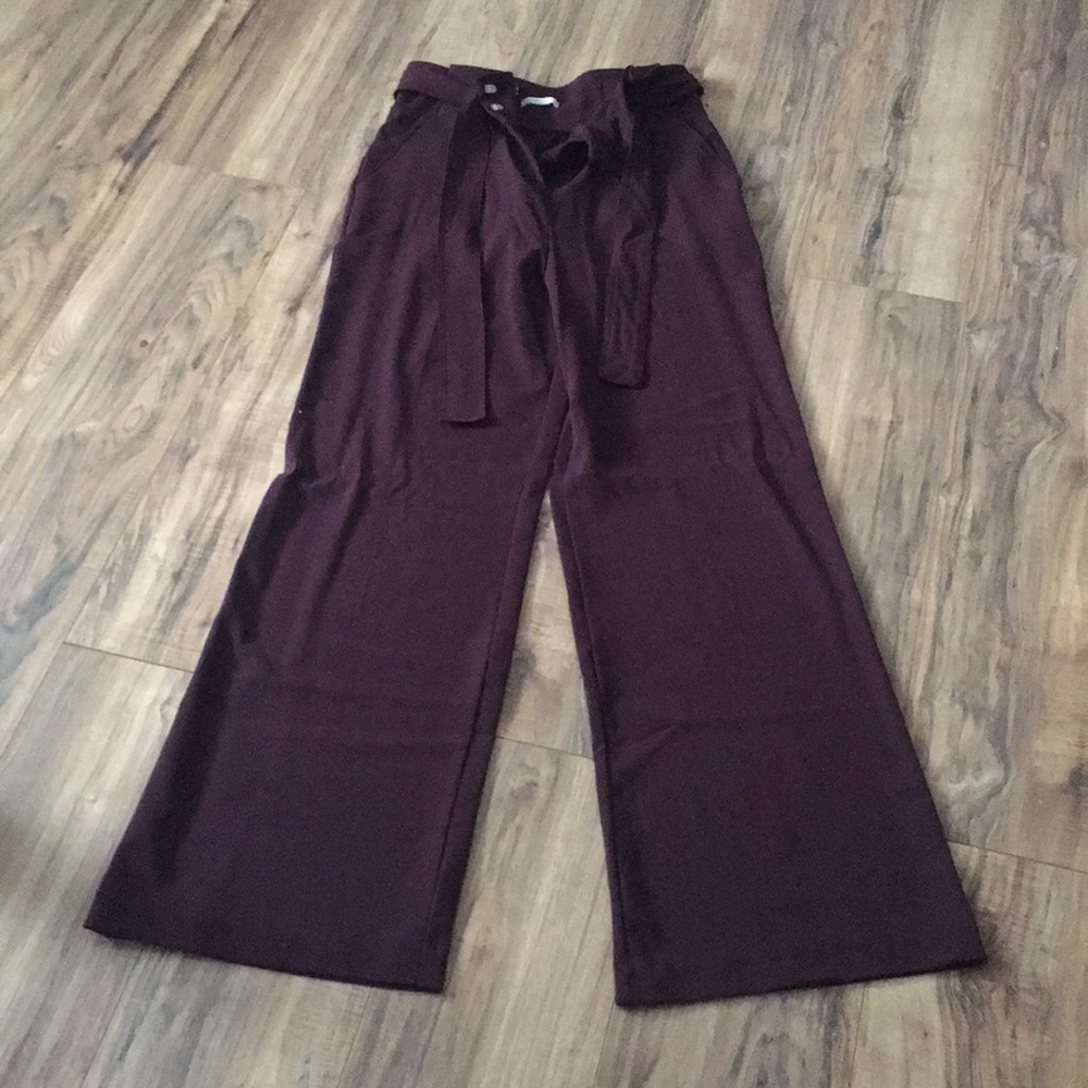 Tie up, high waisted, wide leg trousers